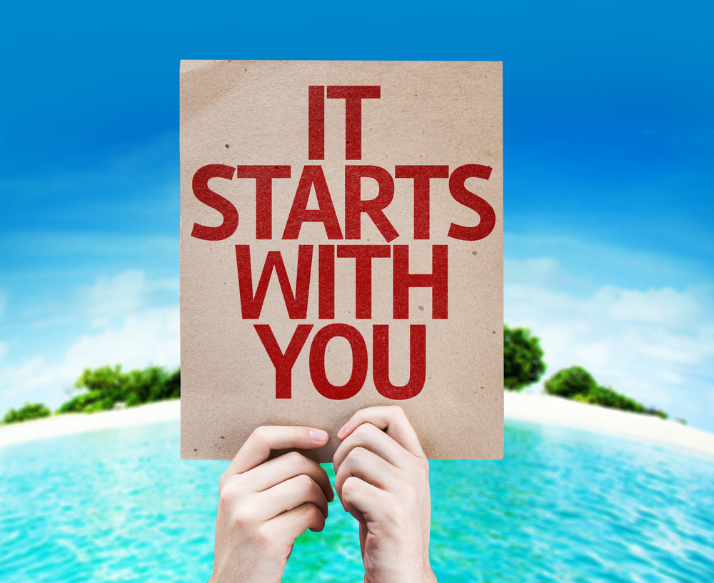 It Starts With You card with a beach on background-1